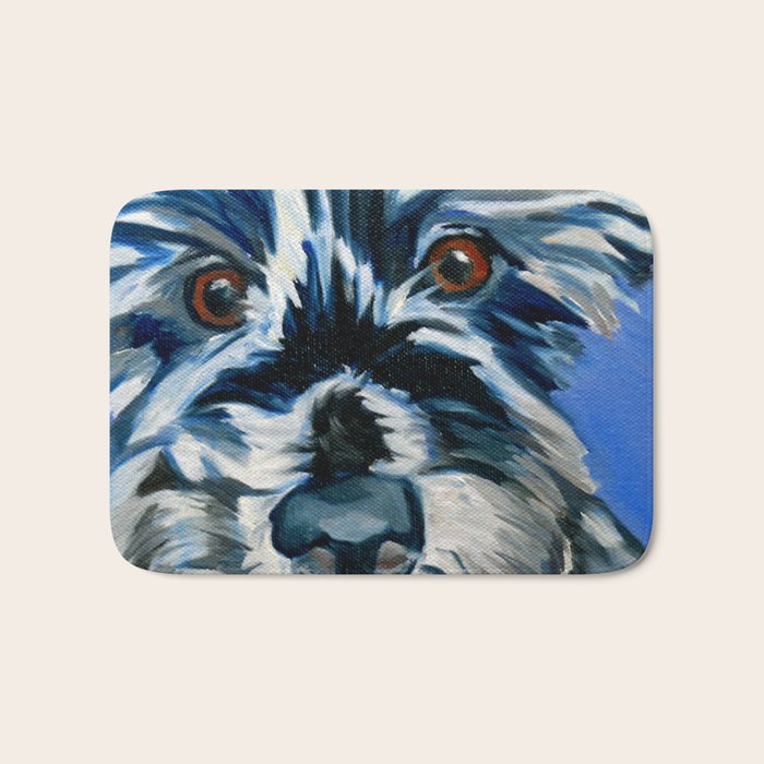 Scruffy Whiskers Black and White Dog Portrait Bath Mat Gallery Image 1