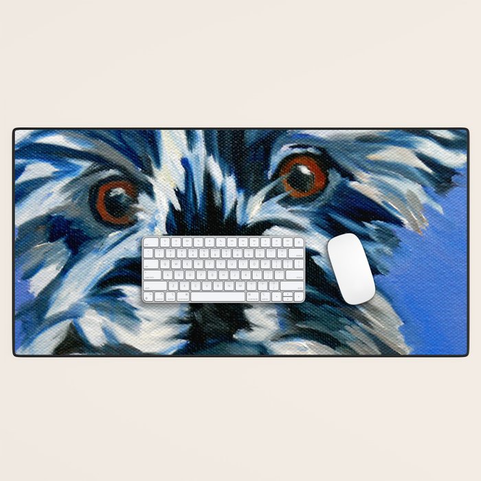Scruffy Whiskers Black and White Dog Portrait Desk Mat Gallery Image 1