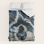 Scruffy Whiskers Black and White Dog Portrait Duvet Cover Gallery Image 6