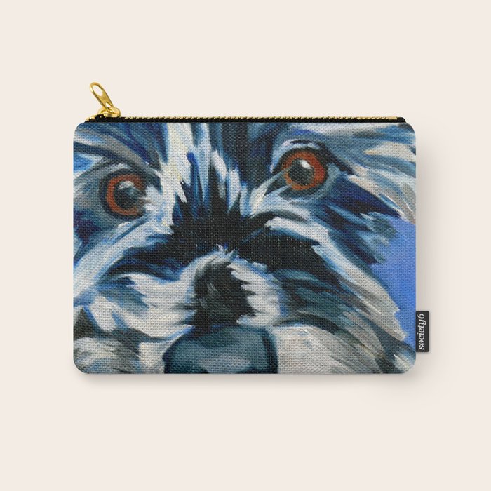 Scruffy Whiskers Black and White Dog Portrait Carry All Pouch Gallery Image 1
