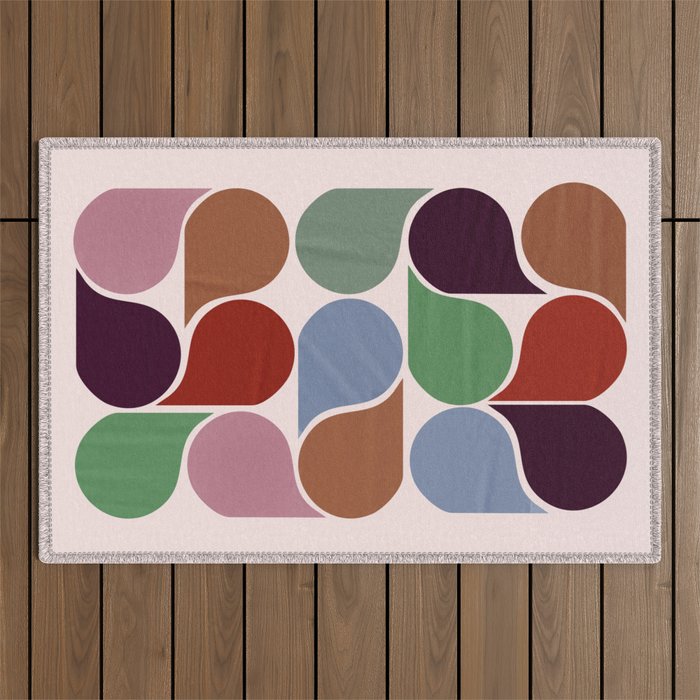 Colorful Geometric Raindrop Pattern Outdoor Rug Gallery Image 1