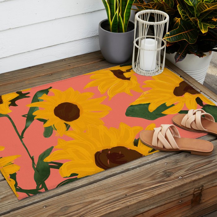 Sunflowers 15 Outdoor Rug Gallery Image 2