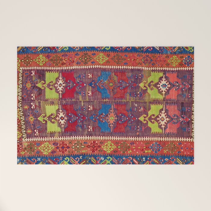 Yesilova Nigde Province Central Anatolian Kilim Print Welcome Mat Gallery Image 1