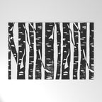 Woodcut Birches Black Welcome Mat Gallery Image 1
