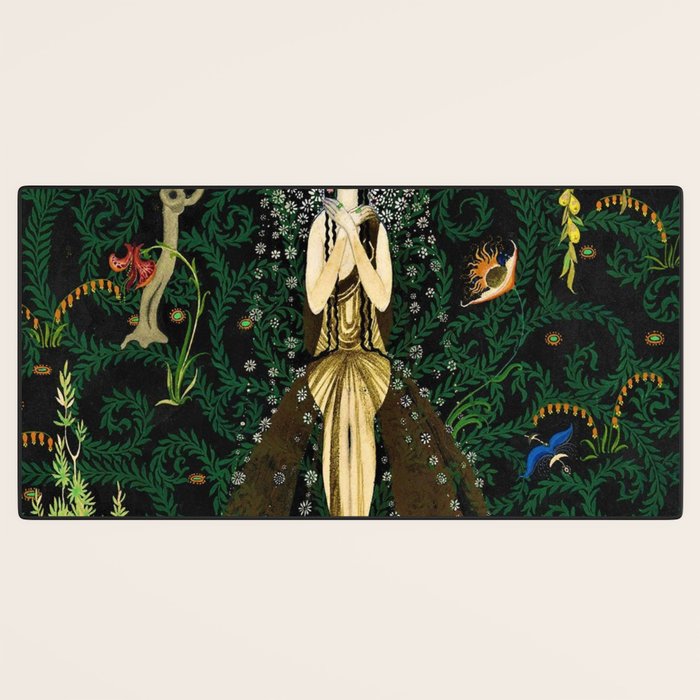 1921 Classical Masterpiece 'Flowers and Flames' by Kay Nielsen Desk Mat Gallery Image 3