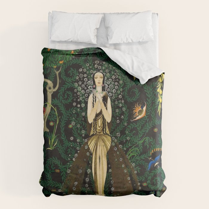 1921 Classical Masterpiece 'Flowers and Flames' by Kay Nielsen Duvet Cover Gallery Image 6