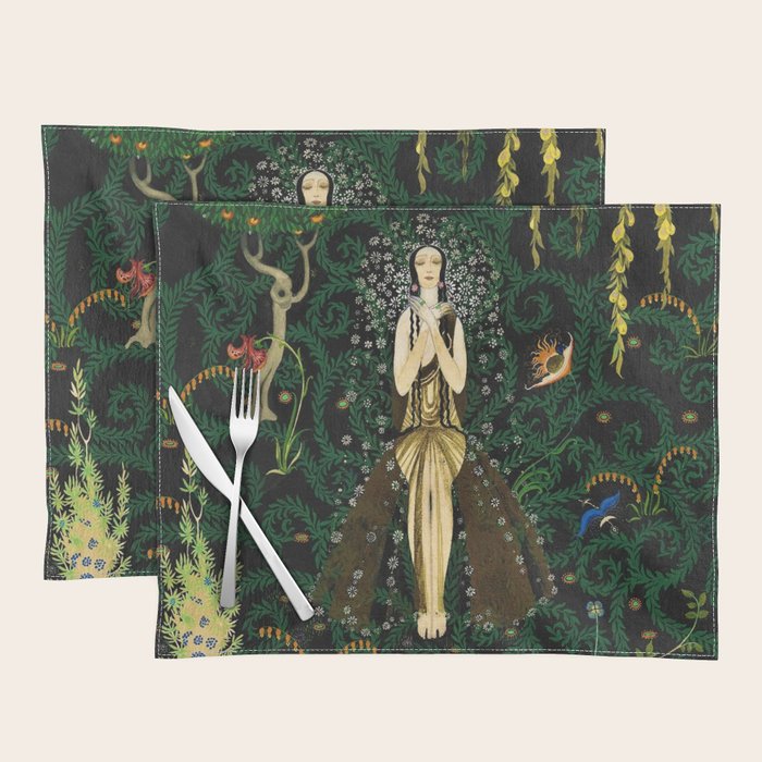 1921 Classical Masterpiece 'Flowers and Flames' by Kay Nielsen Placemat Gallery Image 1
