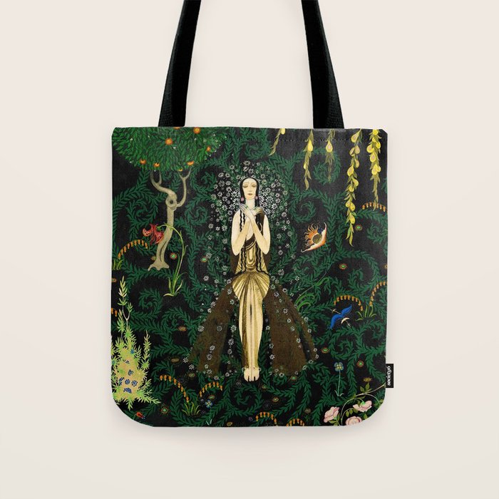 1921 Classical Masterpiece 'Flowers and Flames' by Kay Nielsen Tote Bag Gallery Image 1