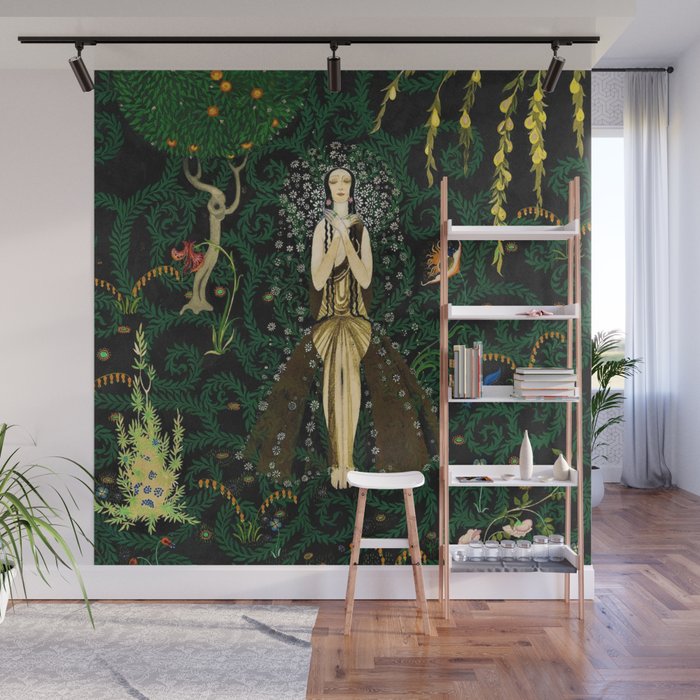 1921 Classical Masterpiece 'Flowers and Flames' by Kay Nielsen Wall Mural Gallery Image 1
