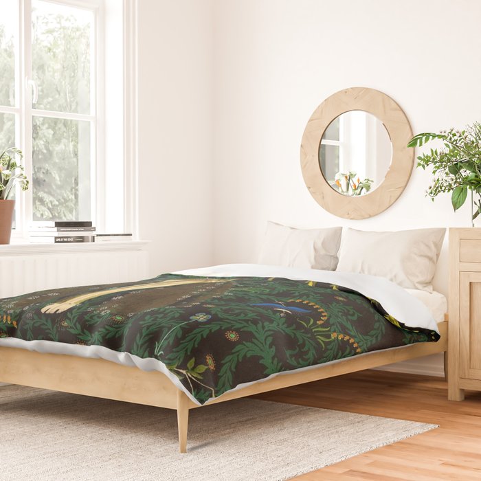 1921 Classical Masterpiece 'Flowers and Flames' by Kay Nielsen Duvet Cover Gallery Image 2