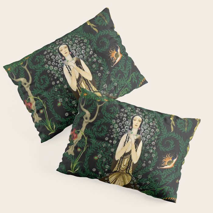 1921 Classical Masterpiece 'Flowers and Flames' by Kay Nielsen Pillow Sham Gallery Image 3
