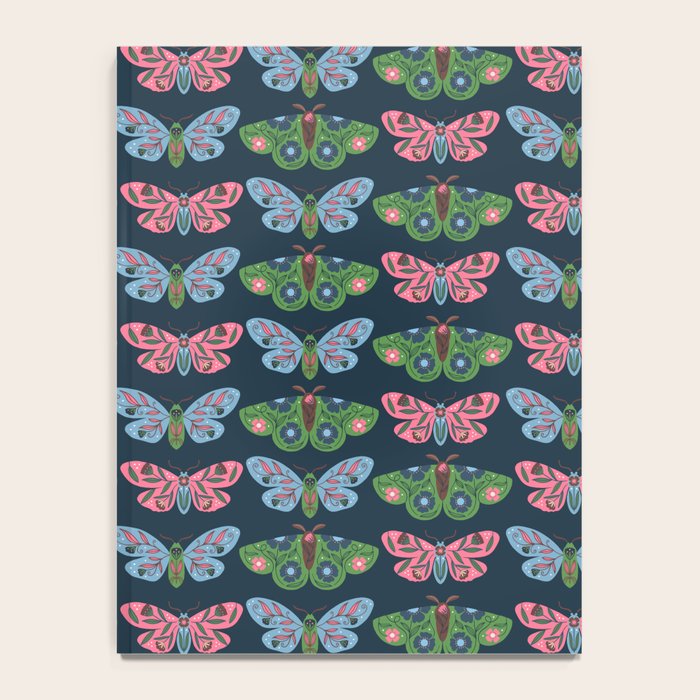 Folk Floral Moths and Butterflies Blue Notebook Gallery Image 4