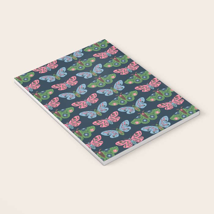 Folk Floral Moths and Butterflies Blue Notebook Gallery Image 3