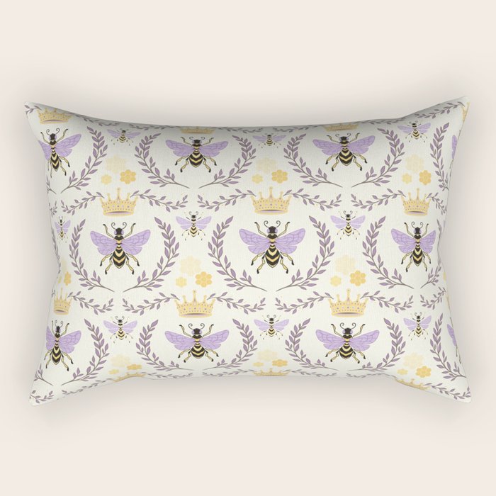 Queen Bee - Lavander Purple and Yellow Rectangular Pillow Gallery Image 1