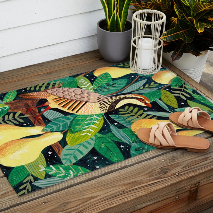 Partridge in a pear tree Outdoor Rug Gallery Image 2