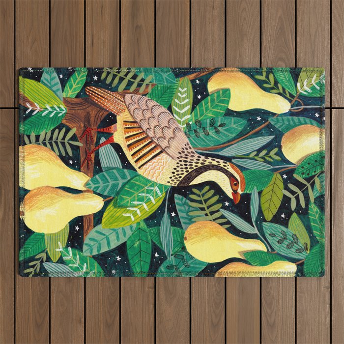 Partridge in a pear tree Outdoor Rug Gallery Image 1