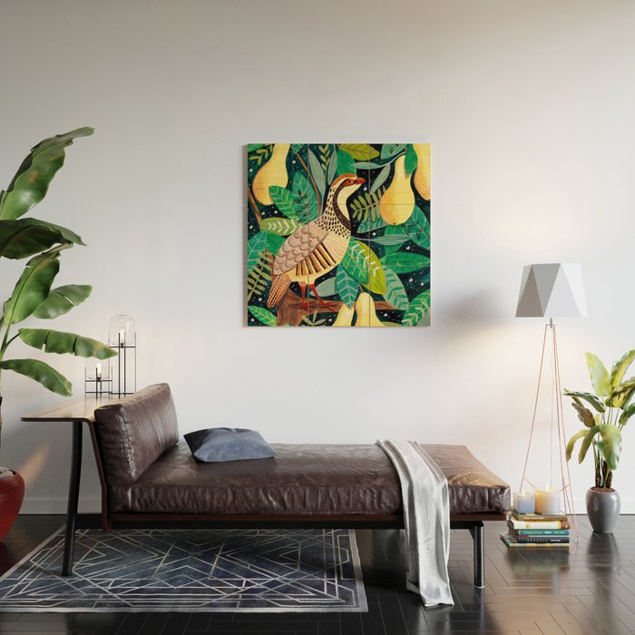 Partridge in a pear tree Wood Wall Art Gallery Image 2
