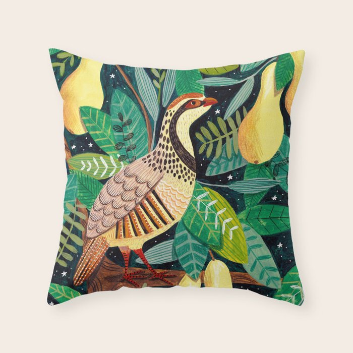 Partridge in a pear tree Throw Pillow Gallery Image 1