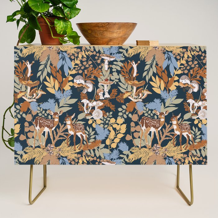 Colorful Dark Forest Animals B Credenza Gallery Image 1