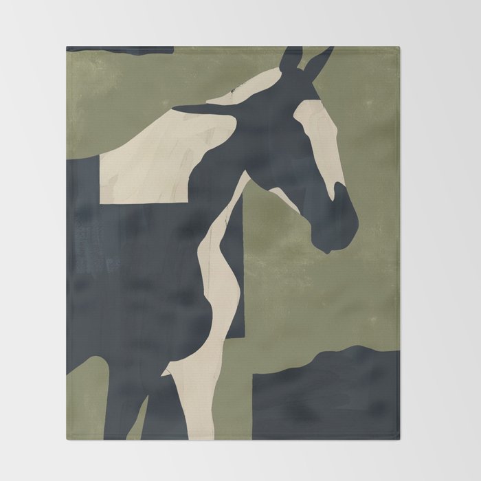 Abstract Minimal Horse 4 Throw Blanket Gallery Image 2