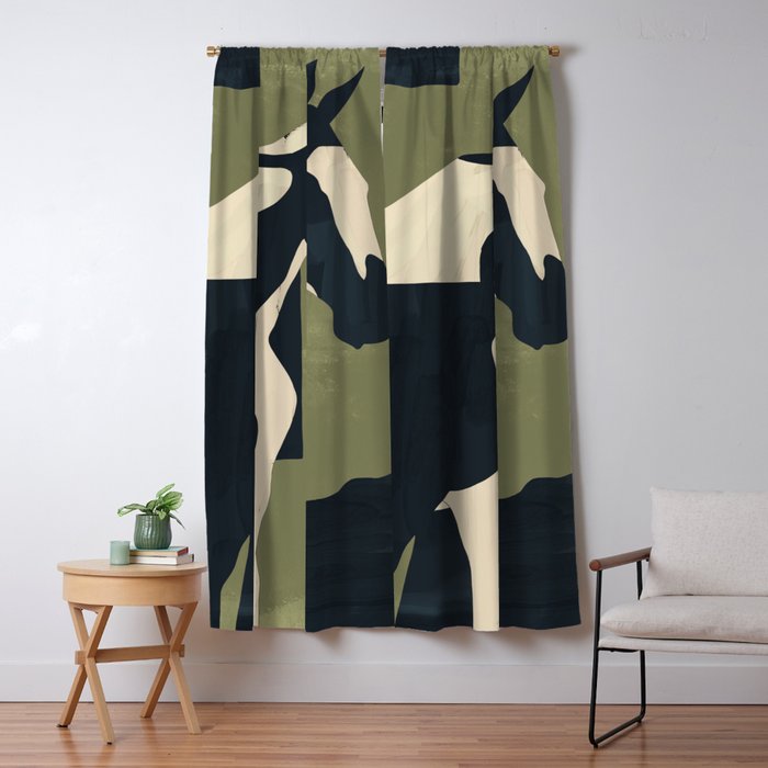 Abstract Minimal Horse 4 Window Curtain Gallery Image 5