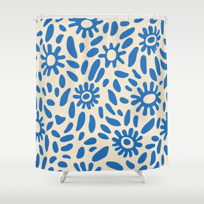 Abstract blue nature flower art pattern Shower Curtain Gallery Image 1