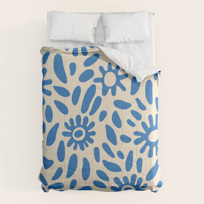 Abstract blue nature flower art pattern Comforter Gallery Image 1