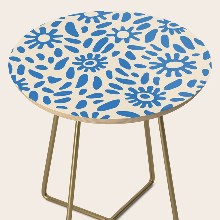 Abstract blue nature flower art pattern Side Table Gallery Image 2
