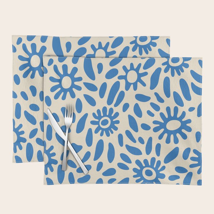 Abstract blue nature flower art pattern Placemat Gallery Image 1