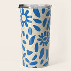 Abstract blue nature flower art pattern Travel Mug Gallery Image 3