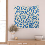 Abstract blue nature flower art pattern Wall Tapestry Gallery Image 2