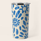 Abstract blue nature flower art pattern Travel Mug Gallery Image 1