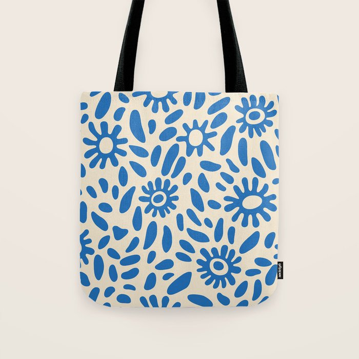 Abstract blue nature flower art pattern Tote Bag Gallery Image 1