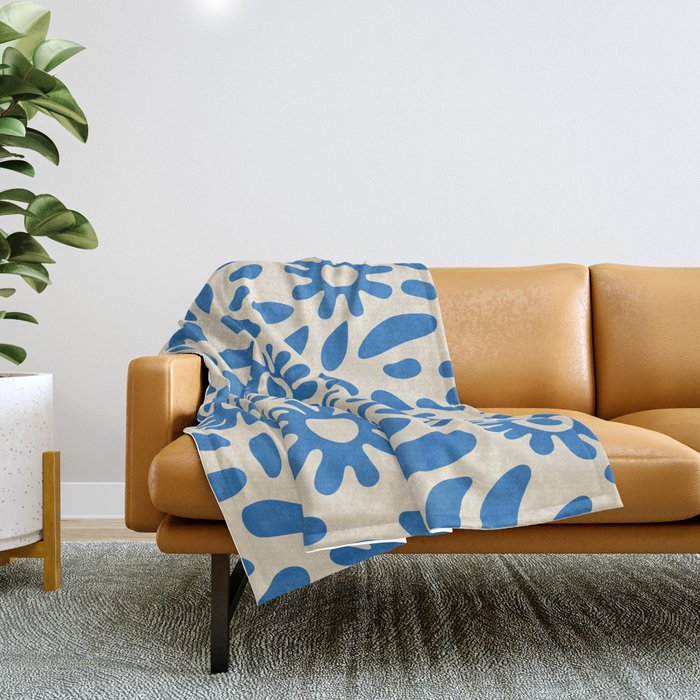 Abstract blue nature flower art pattern Throw Blanket Gallery Image 1