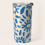 Abstract blue nature flower art pattern Travel Mug Gallery Image 2