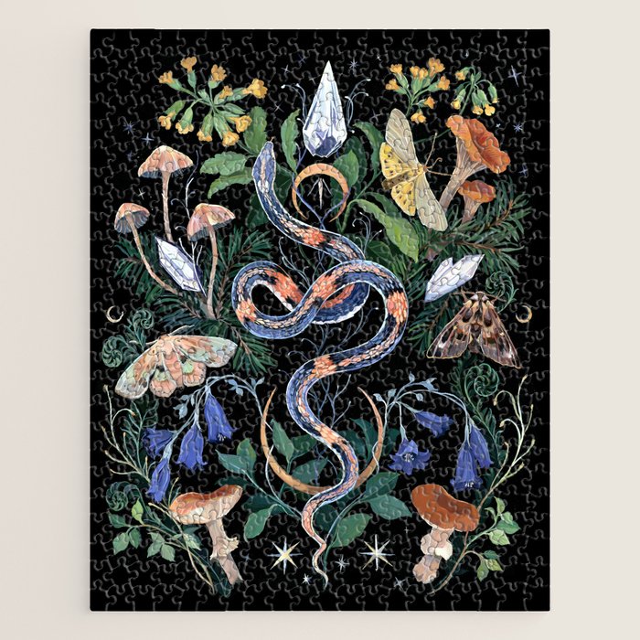 Mushroom Snake Crystals Garden Jigsaw Puzzle Gallery Image 1