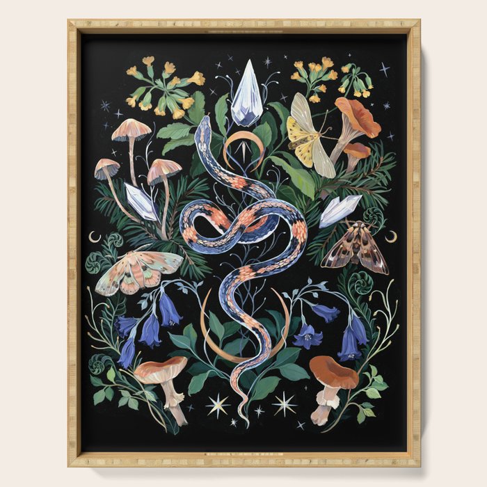 Mushroom Snake Crystals Garden Serving Tray Gallery Image 1