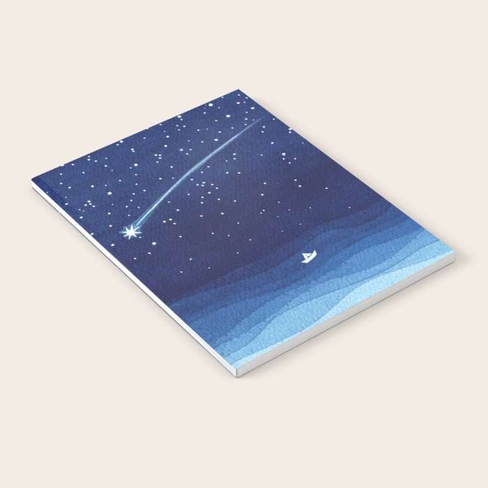 Falling star, shooting star, sailboat ocean waves blue sea Notebook Gallery Image 2