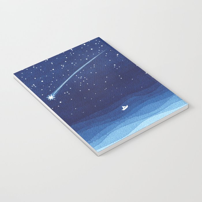Falling star, shooting star, sailboat ocean waves blue sea Notebook Gallery Image 3
