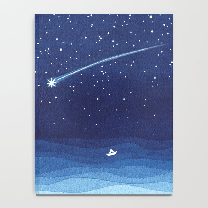 Falling star, shooting star, sailboat ocean waves blue sea Notebook Gallery Image 4