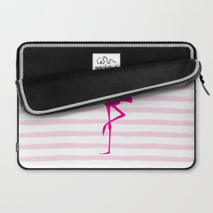 Flamingo & Stripes - Blush Hot Pink Laptop Sleeve Gallery Image 2
