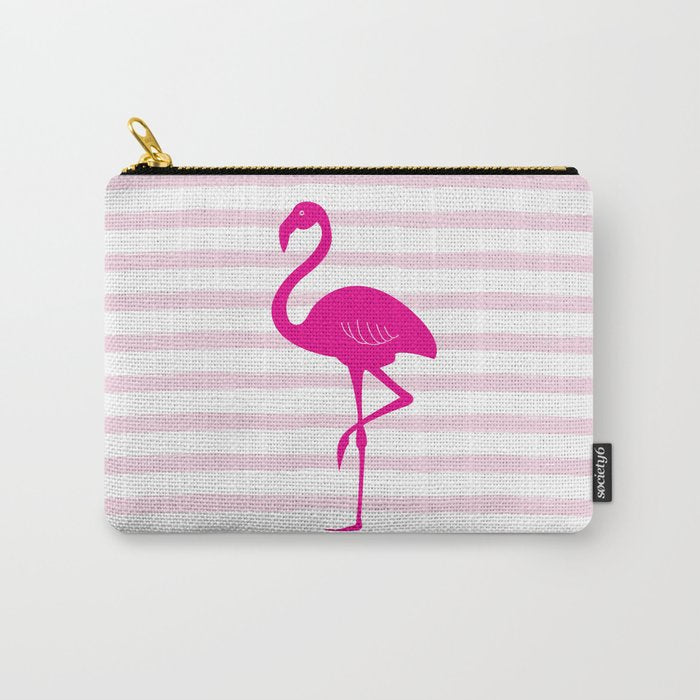 Flamingo & Stripes - Blush Hot Pink Carry All Pouch Gallery Image 1