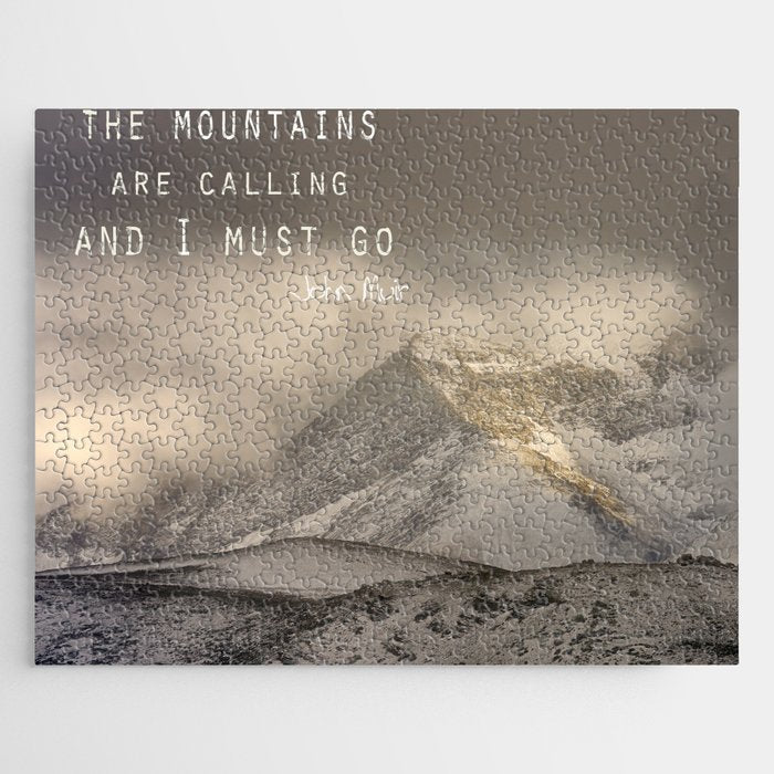 The Mountains are calling, and I must go.  John Muir. Vintage. Jigsaw Puzzle Gallery Image 1