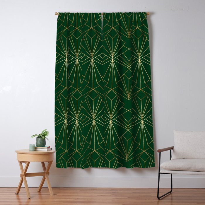 Art Deco in Emerald Green - Large Scale Window Curtain Gallery Image 5