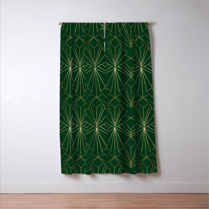 Art Deco in Emerald Green - Large Scale Window Curtain Gallery Image 3