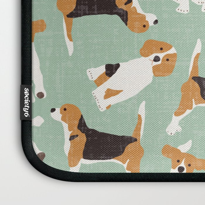 beagle scatter mint Laptop Sleeve Gallery Image 3