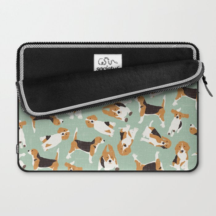 beagle scatter mint Laptop Sleeve Gallery Image 2