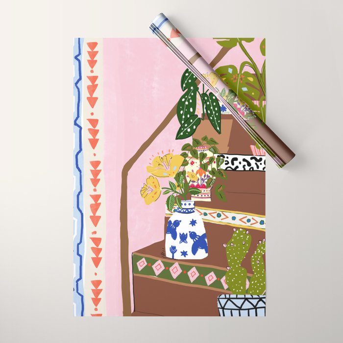 Bohemian stairs Wrapping Paper Gallery Image 1