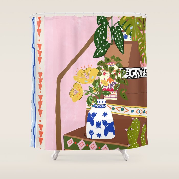 Bohemian stairs Shower Curtain Gallery Image 1