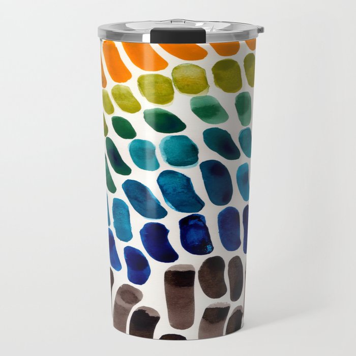 Colorful Rainbow Watercolor Organic Patterns Natural Shapes Playful Art Mid Century Modern Tribal Ar Travel Mug Gallery Image 1